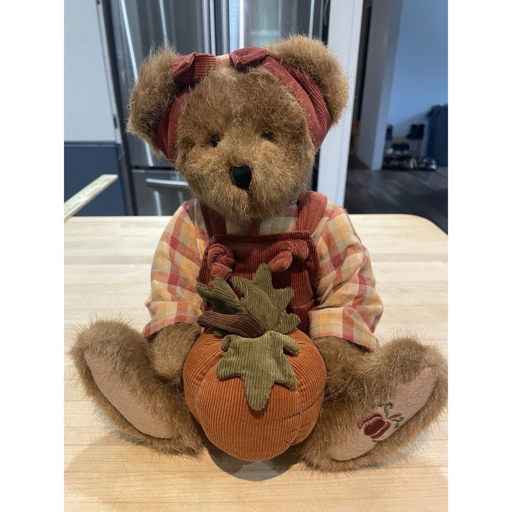 Boyds Bears:  "Penelope P. Punkinbeary" 14" Plush Pumpkin Corduroy Fall Decor
